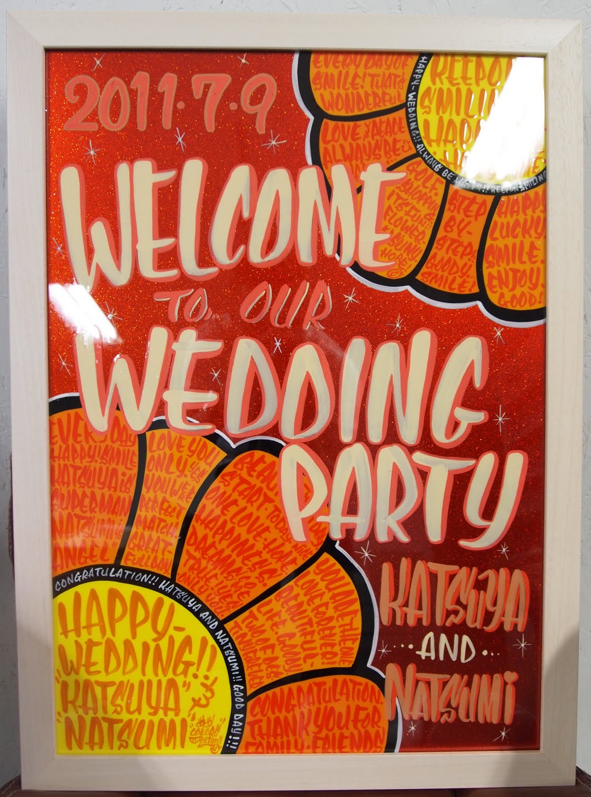 Welcome board for bridal party